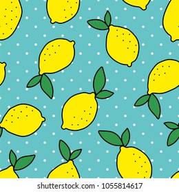 Lemon Seamless Pattern Background with dot, Vector Illustration