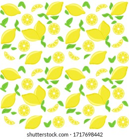 Zitronenmuster, nahtloses Muster, Hintergrund. Vektorillustration einzeln