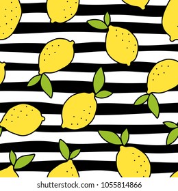 Lemon Seamless Pattern Background, Vector Illustration