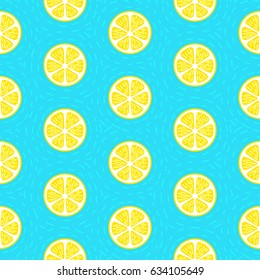 lemon seamless pattern blue vector background