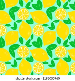 Lemon seamless pattern. Bright summer design. Vector illustration. 
