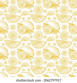 Lemon Seamless Pattern Design . Vector Illustration.