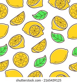 Lemon seamless pattern with doodle drawing style suitable for background or wallpaper