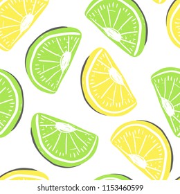 Lemon seamless pattern. Fresh lime tropical fruits summer detox