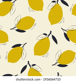 Lemon seamless pattern. Fruit background