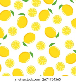 Lemon seamless pattern. Fruits background