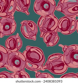 Zitronenmuster ohne Nahtlose Muster. Green Asche und Pink Psychedelic Citron Motif.  Moderner, handgezeichneter Hintergrund. Einfaches Marker Lime. Botanische Illustration. Vektor Summer Citrus Print.