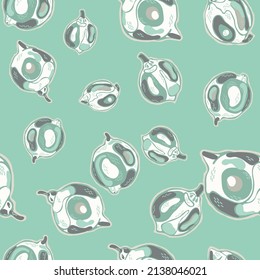 Lemon Seamless Pattern. Green and Grey Vector Summer Citrus Print. Psychedelic Citron Motif.  Modern Hand Drawn Background. Simple Marker Lime. Botanical Illustration.