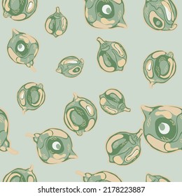 Lemon Seamless Pattern. Green and Grey Simple Marker Lime. Botanical Illustration.  Modern Hand Drawn Background. Vector Summer Citrus Print. Psychedelic Citron Motif.