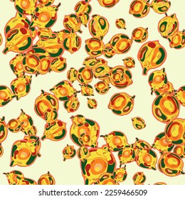 Lemon Seamless Pattern. Green, Red and Yellow  Modern Hand Drawn Background. Vector Summer Citrus Print. Psychedelic Citron Motif. Simple Marker Lime. Botanical Illustration.