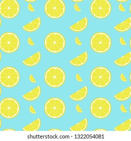 Lemon seamless pattern with half and slice. Vector illustration fof decoration.