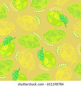 Lemon seamless pattern. Hand drawn. Doodle and zentangle style. Vector illustration.