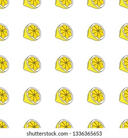 Lemon seamless pattern. Hand sketched fruits and berries illustration collecton. 