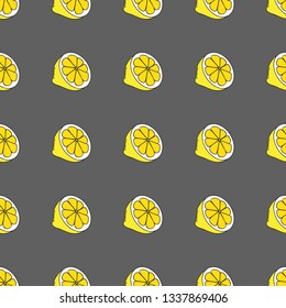 Lemon seamless pattern. Hand sketched fruits and berries illustration collecton. 