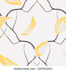 Lemon Seamless Pattern. Illuminating Yellow and Ultimate Gray Simple Marker Lime. Botanical Illustration. Psychedelic Citron Motif.  Modern Hand Drawn Background. Vector Summer Citrus Print.