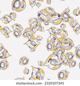 Lemon Seamless Pattern. Illuminating Yellow and Ultimate Gray Psychedelic Citron Motif.  Modern Hand Drawn Background. Vector Summer Citrus Print. Simple Marker Lime. Botanical Illustration.
