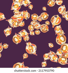 Lemon Seamless Pattern. Illumination Yellow and Amethyst Purple Simple Marker Lime. Botanical Illustration. Psychedelic Citron Motif. Vector Summer Citrus Print.  Modern Hand Drawn Background.