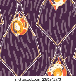 Lemon Seamless Pattern. Illumination Yellow and Amethyst Purple Vector Summer Citrus Print. Simple Marker Lime. Botanical Illustration.  Modern Hand Drawn Background. Psychedelic Citron Motif.