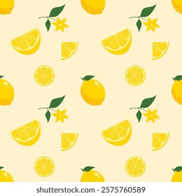 Lemon seamless pattern. Lemon illustration. Lemon background. Perfect for fabric, textile, wallpaper, decor, illustration, print, packaging of products. SSTKbackgrounds