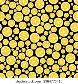 Lemon Seamless pattern Illustration, Fruits Pattern Vector Design, Slice Lemon Art