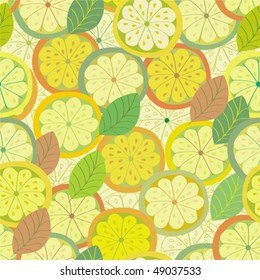 Lemon seamless pattern with leaves