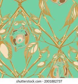 Lemon Seamless Pattern. Marigold Yellow and Green Ash Simple Marker Lime. Botanical Illustration. Vector Summer Citrus Print. Psychedelic Citron Motif.  Modern Hand Drawn Background.