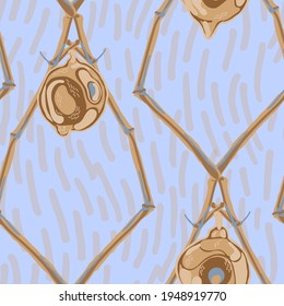 Lemon Seamless Pattern.  Modern Hand Drawn Background. Cerulean Blue and Gold Simple Marker Lime. Botanical Illustration. Psychedelic Citron Motif. Vector Summer Citrus Print.