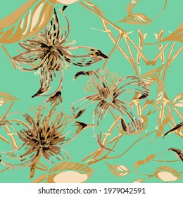Lemon Seamless Pattern.  Modern Hand Drawn Background. Marigold Yellow and Green Ash Psychedelic Citron Motif. Vector Summer Citrus Print. Simple Marker Lime. Botanical Illustration.