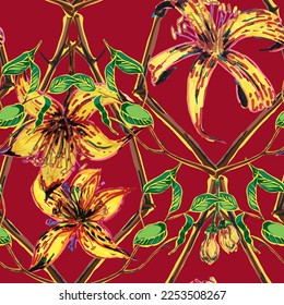Patrón sin foco limón.  La Mano Moderna Tiene Fondo. Impresión de cítricos de verano vectores. Simple Marker Lime. Ilustración botánica. Verde, Rojo y Amarillo Psicodelic Citron Motif.
