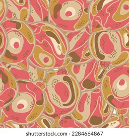 Lemon Seamless Pattern.  Modern Hand Drawn Background. Simple Marker Lime. Botanical Illustration. Psychedelic Citron Motif. Vector Summer Citrus Print. Marigold Yellow and Red