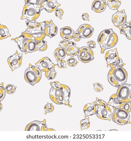 Lemon Seamless Pattern.  Modern Hand Drawn Background. Vector Summer Citrus Print. Simple Marker Lime. Botanical Illustration. Psychedelic Citron Motif. Illuminating Yellow and Ultimate Gray