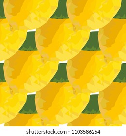 Lemon Seamless Pattern with Mosaic Effect. Polygonal Yellow Tropical Fruit Texture. Sunny and Beautiful Summer Background Vector Illustration