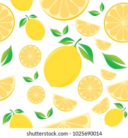 lemon seamless pattern on white background, Vector illustration