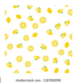 lemon seamless pattern on white background, Vector illustration
