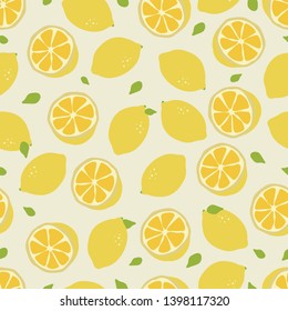 lemon seamless pattern on white background. summer 