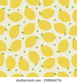 lemon seamless pattern on white background. summer 