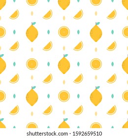 Lemon seamless pattern on white background