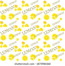 
Lemon seamless pattern on a white background. With the inscription "Lemon". For textiles, printing and backgrounds.
