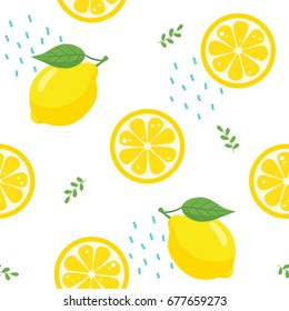 Lemon seamless pattern on white background