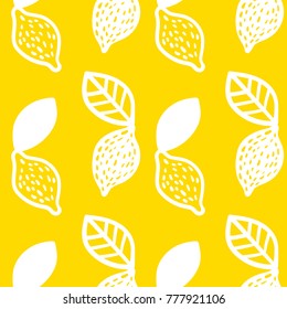 Lemon seamless pattern on yellow background made in vektor