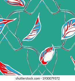 Lemon Seamless Pattern. Psychedelic Citron Motif.  Modern Hand Drawn Background. Simple Marker Lime. Botanical Illustration. Vector Summer Citrus Print. Cerulean Blue, Red and Ultimate Gray