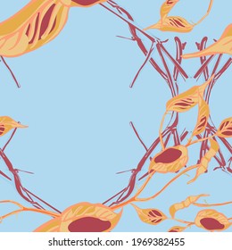 Lemon Seamless Pattern. Psychedelic Citron Motif.  Modern Hand Drawn Background. Simple Marker Lime. Botanical Illustration. Vector Summer Citrus Print. Cerulean Blue and Gold