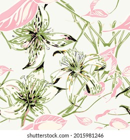 Lemon Seamless Pattern. Psychedelic Citron Motif. Vector Summer Citrus Print. Simple Marker Lime. Botanical Illustration.  Modern Hand Drawn Background. Green Ash and Pink