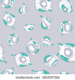 Lemon Seamless Pattern. Psychedelic Citron Motif. Green and Grey Vector Summer Citrus Print. Simple Marker Lime. Botanical Illustration.  Modern Hand Drawn Background.