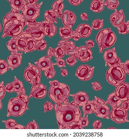 Lemon Seamless Pattern. Psychedelic Citron Motif. Vector Summer Citrus Print.  Modern Hand Drawn Background. Green Ash and Pink Simple Marker Lime. Botanical Illustration.