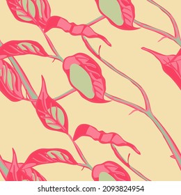 Lemon Seamless Pattern. Psychedelic Citron Motif.  Modern Hand Drawn Background. Vector Summer Citrus Print. Green Ash and Pink Simple Marker Lime. Botanical Illustration.