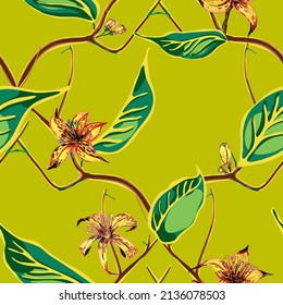 Lemon Seamless Pattern. Psychedelic Citron Motif. Simple Marker Lime. Botanical Illustration.  Modern Hand Drawn Background. Green, Red and Yellow Vector Summer Citrus Print.