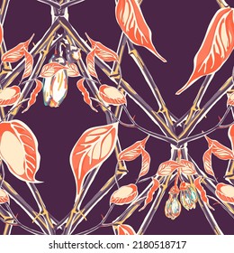 Lemon Seamless Pattern. Psychedelic Citron Motif.  Modern Hand Drawn Background. Vector Summer Citrus Print. Simple Marker Lime. Botanical Illustration. Illumination Yellow and Amethyst Purple