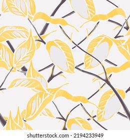 Lemon Seamless Pattern. Psychedelic Citron Motif. Illuminating Yellow and Ultimate Gray  Modern Hand Drawn Background. Simple Marker Lime. Botanical Illustration. Vector Summer Citrus Print.