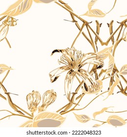 Lemon Seamless Pattern. Psychedelic Citron Motif. Yellow Gold  Modern Hand Drawn Background. Vector Summer Citrus Print. Simple Marker Lime. Botanical Illustration.
